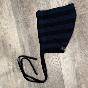 Baby Striped Black and Blue Knit Pixie Bonnet